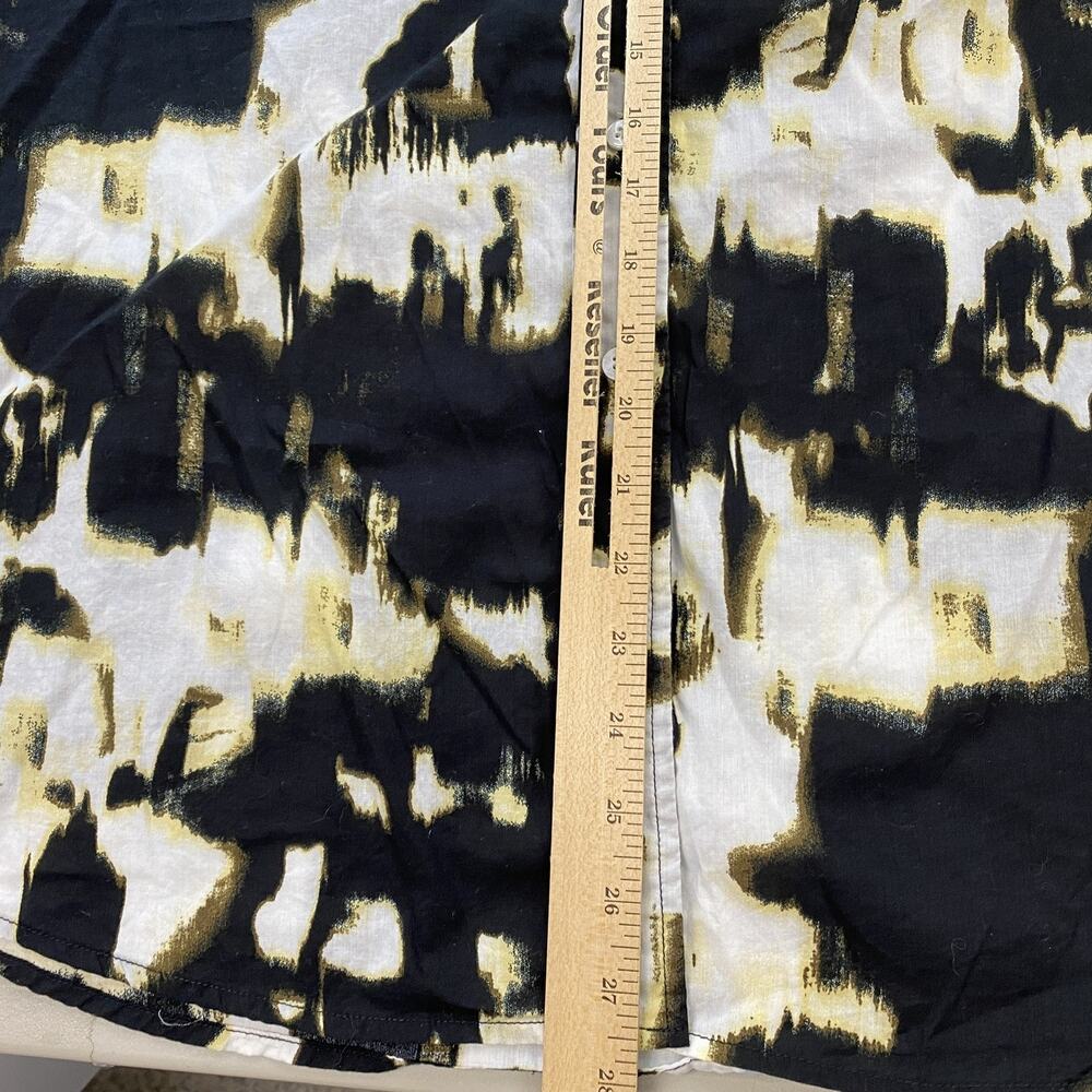 Chicos Top Size 3 Black Abstract Print Button Up Lightweight Neutral Artsy XL 1X - Picture 10 of 14